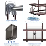 Hanging Shower Caddy Bathroom Organizer: Rustproof Shower Shelf Racks Over Shower Head - No Drilling Inside Bath Shower Rack Shelves Over Showerhead for Shampoo with Soap Holder Bronze