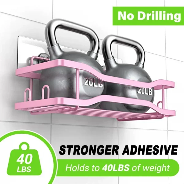 Shower Caddy Bathroom Organizer Shelf: Self Adhesive Shower Rack with Soap Shampoo Holder - Rustproof Stainless Bath Caddy for Inside shower (Pink)