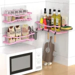 Shower Caddy Bathroom Organizer Shelf: Self Adhesive Shower Rack with Soap Shampoo Holder - Rustproof Stainless Bath Caddy for Inside shower (Pink)