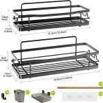 Shower Caddy Shelf Organizer Rack: Self Adhesive Black Bathroom Shelves - Rustproof No-Drilling Stainless Steel Shower Storage for Inside Shower