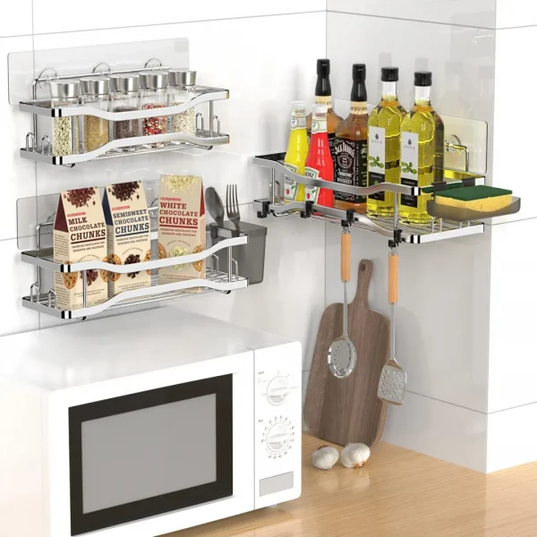 Shower Caddy Bathroom Organizer Shelf: Self Adhesive Shower Rack with Soap Shampoo Holder - Rustproof Stainless Bath Caddy for Inside shower (Chrome)
