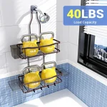 Hanging Shower Caddy Bathroom Organizer: Rustproof Shower Shelf Racks Over Shower Head - No Drilling Inside Bath Shower Rack Shelves Over Showerhead for Shampoo with Soap Holder Bronze