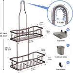 Hanging Shower Caddy Bathroom Organizer: Rustproof Shower Shelf Racks Over Shower Head - No Drilling Inside Bath Shower Rack Shelves Over Showerhead for Shampoo with Soap Holder Bronze