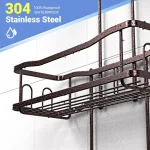 Hanging Shower Caddy Bathroom Organizer: Rustproof Shower Shelf Racks Over Shower Head - No Drilling Inside Bath Shower Rack Shelves Over Showerhead for Shampoo with Soap Holder Bronze