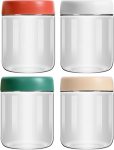 Aitatty 4-Pack 16oz Glass Mason Jars with Lids - Overnight Oats Containers for Meal Prep, Salad, Cereal, Snacks, Pudding, and Yogurt Storage