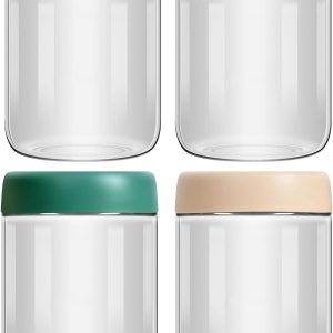 Aitatty 4-Pack 16oz Glass Mason Jars with Lids - Overnight Oats Containers for Meal Prep, Salad, Cereal, Snacks, Pudding, and Yogurt Storage