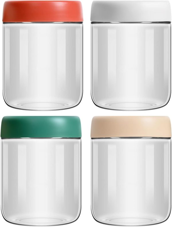 Aitatty 4-Pack 16oz Glass Mason Jars with Lids - Overnight Oats Containers for Meal Prep, Salad, Cereal, Snacks, Pudding, and Yogurt Storage