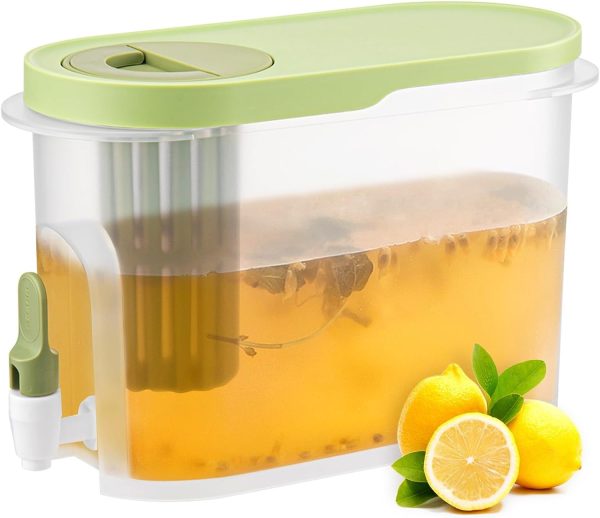 Aitatty 1 Gallon Drink Dispenser for Fridge, Beverage Container for Parties - Cold Water Pitcher, Lemonade Stand, Juice Jug with Spigot (Green)