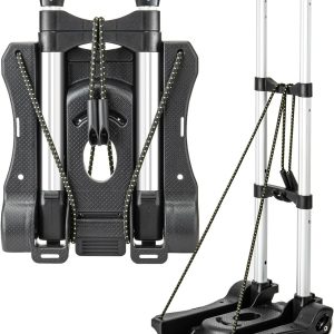 Aitatty Compact Folding Hand Truck Dolly: Lightweight Aluminum, 2 Wheels, Collapsible Luggage Cart for Airport Travel and Moving