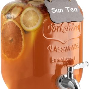 Aitatty 1-Gallon Stainless Steel Drink Dispenser with Spigot - Airtight & Leakproof Glass Sun Tea Jar with Anti-Rust Lids, Ideal for Parties and Laundry Detergent Storage