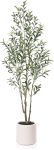 Aitatty Artificial Olive Trees, 6 ft Tall Fake Olive Trees for Indoor Use - Faux Olive Silk Tree with White Planter, Large Olive Plants for Home Decor and Housewarming Gift, 1 Pack