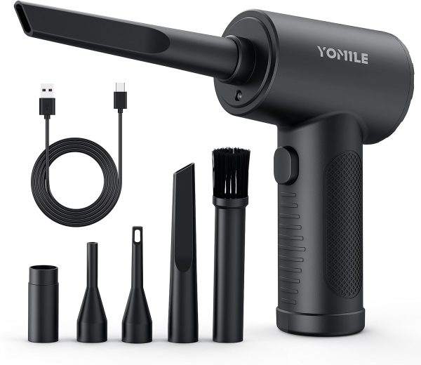 Aitatty Rechargeable Electric Air Duster - 120000RPM, 3 Speeds, Cordless Dust Blower with 7600mAh Battery - Ideal for Office Computers and Keyboards