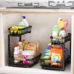 Aitatty 2-Pack Under Sink Organizer Set: 2-Tier Metal Slide-Out Shelf Drawers for Kitchen, Bathroom, Pantry, and Closet Cabinet Organization