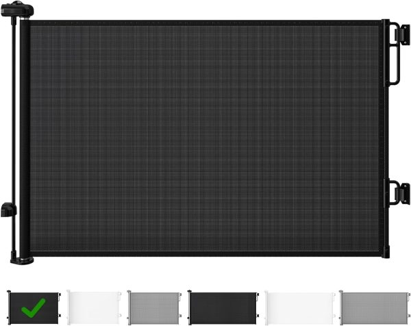 Aitatty Retractable Baby Gate for Indoor Stairs, Extends up to 55" Wide - Mesh Dog Gate for Doorways, 34" Tall Safety Gates for House, Easy-to-Use Pet Gate for Stairway & Outdoors, Black