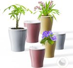 Aitatty Self-Watering Plant Pots for Indoor Plants - Pack of 6, 5" / 6.7" Planters for African Violets, Orchids - Gold, Silver, Rose Gold