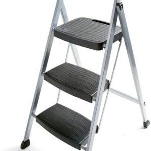 Aitatty Steel 3-Step Ladder with Hand Grip, 200 lb Capacity, Silver