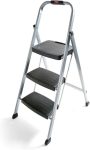 Aitatty Steel 3-Step Ladder with Hand Grip, 200 lb Capacity, Silver